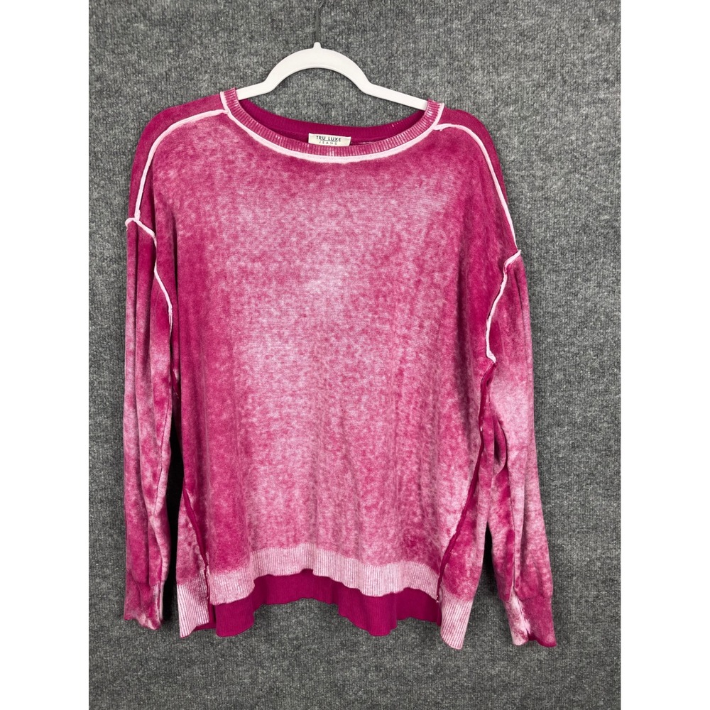 Tru Luxe Jeans Sweater Women's‎ Small Pink Excellent Acid Wash Cotton